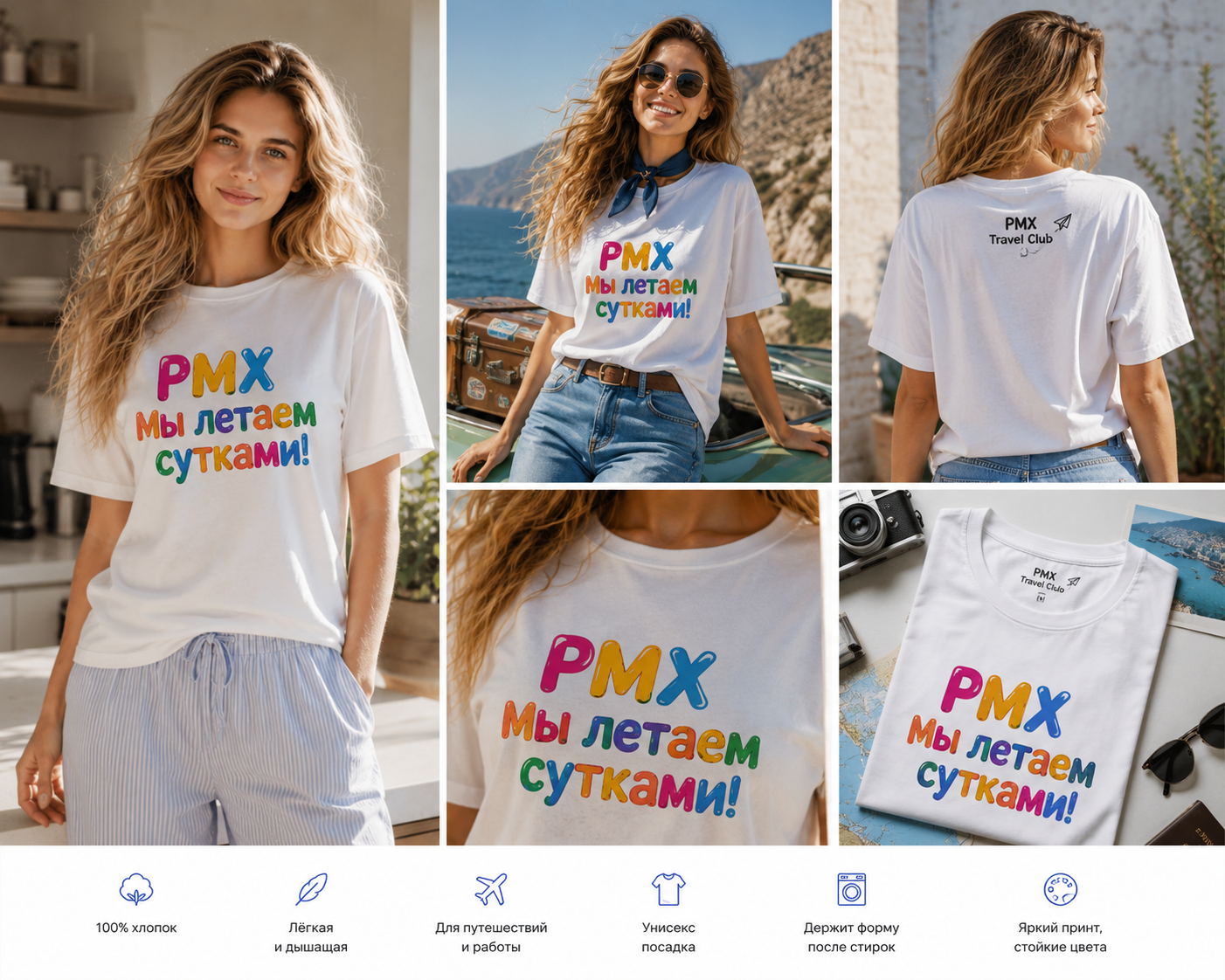 Футболка PMX Travel Club «Мы летаем сутками!» — фото 1