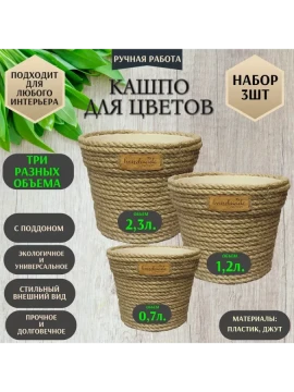 Кашпо из джута, набор