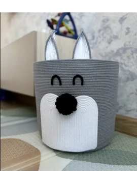 Корзина для игрушек из хлопкового шнура, ручная работа