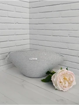Косметичка из хлопкового шнура, высота 14 см