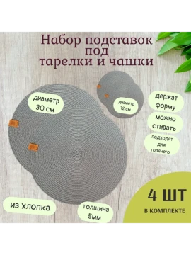 Набор подставок под тарелки и чашки 30см и 12см